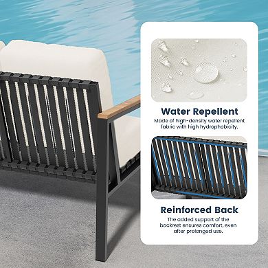 4-Piece Patio Conversation Set with Cushions Rocking Chairs