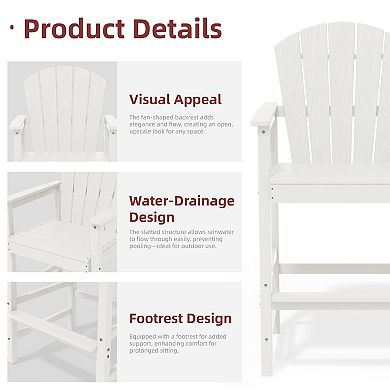 3-Piece HDPE Outdoor Patio Bar Table and Chair Set, 2 Bar Stools & A Bar Table