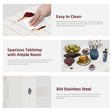 3-Piece HDPE Outdoor Patio Bar Table and Chair Set, 2 Bar Stools & A Bar Table