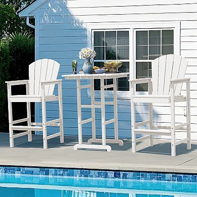 3-Piece HDPE Outdoor Patio Bar Table and Chair Set, 2 Bar Stools & A Bar Table
