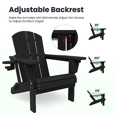 5-Piece Adjustable Plastic Patio Adirondack Chairs With Side Table Set