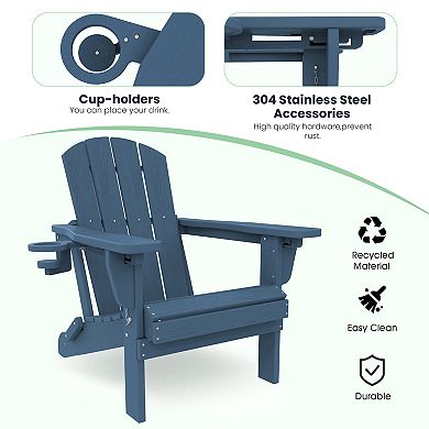 5-Piece Adjustable Plastic Patio Adirondack Chairs With Side Table Set