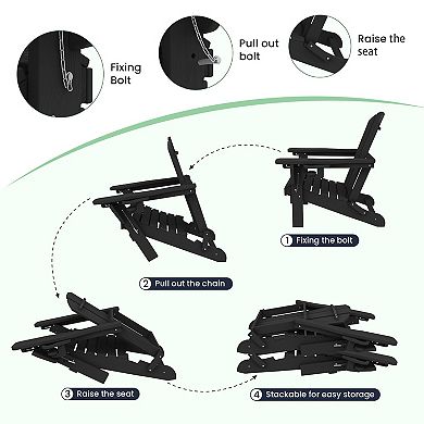 5-Piece Adjustable Plastic Patio Adirondack Chairs With Side Table Set