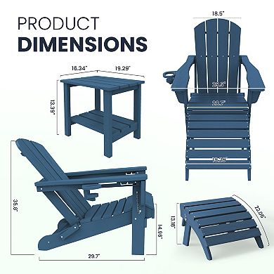 5-Piece Adjustable Plastic Patio Adirondack Chairs With Side Table Set