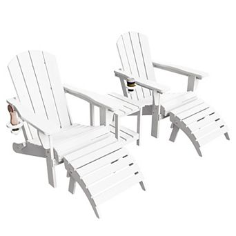 5 pc Adjustable Plastic Patio Adirondack Chairs With Side Table Set