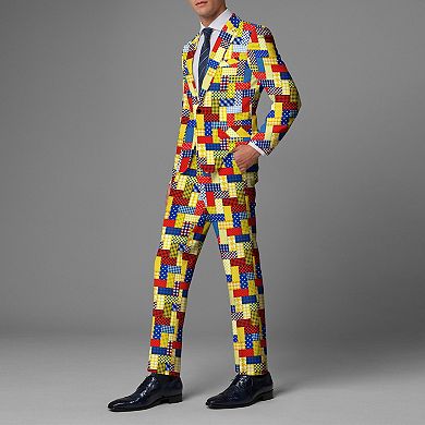 Men's Geometric Floral 2 pc Suit Slim-Fit 1 Button Blazer & Pants
