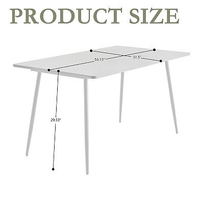 Solid Wood Dining Table - Sturdy Iron Legs & Easy-Clean Surface(Not Include Chairs)