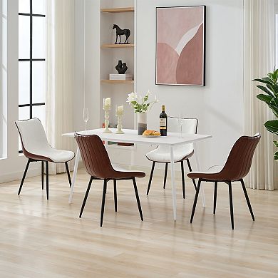 Solid Wood Dining Table - Sturdy Iron Legs & Easy-Clean Surface(Not Include Chairs)