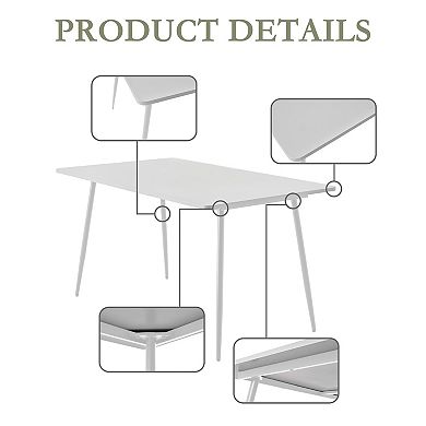 Solid Wood Dining Table - Sturdy Iron Legs & Easy-Clean Surface(Not Include Chairs)