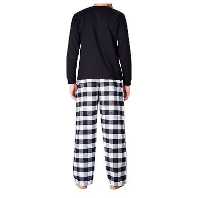 Men's Crew Neck Flannel Pajama Set