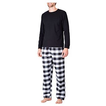 Men's Crew Neck Flannel Pajama Set