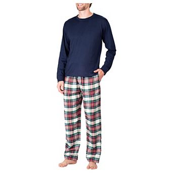 Men's Crew Neck Flannel Pajama Set