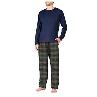 Men's Crew Neck Flannel Pajama Set