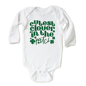 The Juniper Shop Cutest Clover In The Patch Long Sleeve Bodysuit