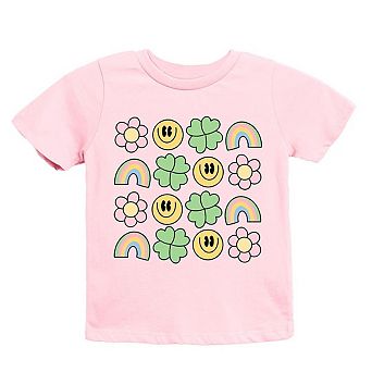 Smiley Clover Daisy Toddler Short Sleeve Graphic Tee