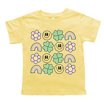 Smiley Clover Daisy Toddler Short Sleeve Graphic Tee