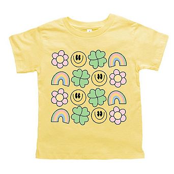 Smiley Clover Daisy Toddler Short Sleeve Graphic Tee