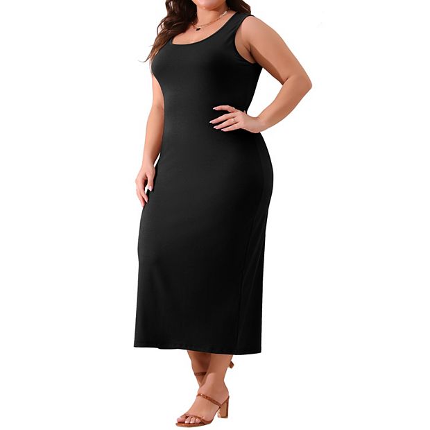 Plus Size Dress for Women Basic Sleeveless Crewneck Maxi Sundress Knit  Casual Sweater Tank Dress