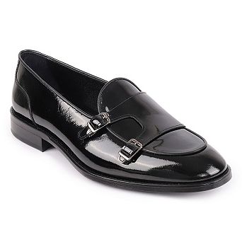 Carlton Short Cut Patent Leather Double Monk Loafers