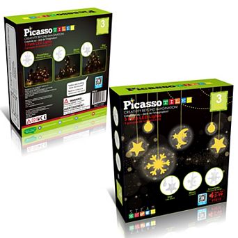 PicassoTiles 3 pc Indoor LED String Lights Star, Moon, and Snowflake Shapes