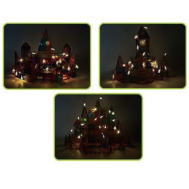PicassoTiles 3 Piece Indoor LED String Lights Star, Moon, and Snowflake Shapes