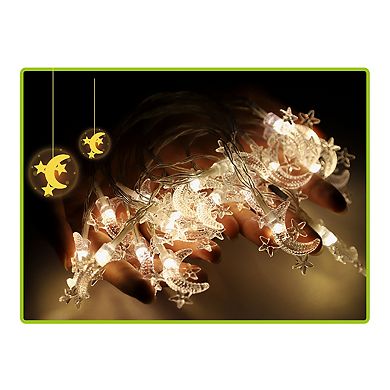 PicassoTiles 3 Piece Indoor LED String Lights Star, Moon, and Snowflake Shapes