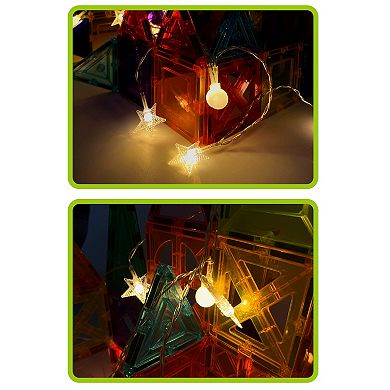 PicassoTiles 3 Piece Indoor LED String Lights Star, Moon, and Snowflake Shapes