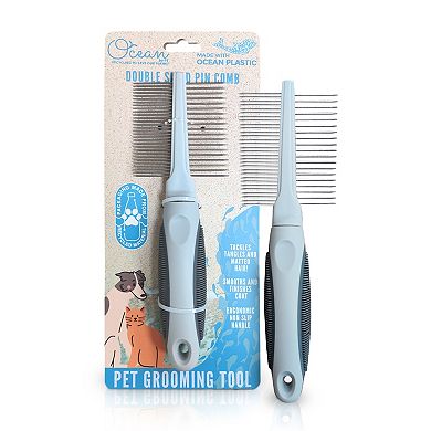 Precious Tails Ocean Plastic by PT Gray Double-Sided Pet Pin Comb