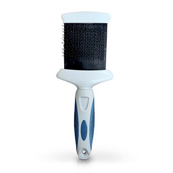 Precious Tails Ocean Plastic by PT Gray Double-Sided Flexible Pet Slicker Brush