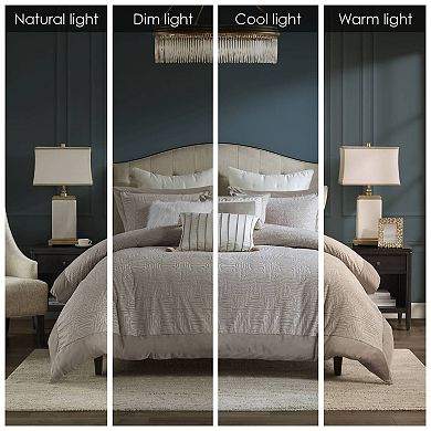 Madison Park Signature Pescal Oversized Velvet Comforter Set with Euro Shams and Throw Pillows