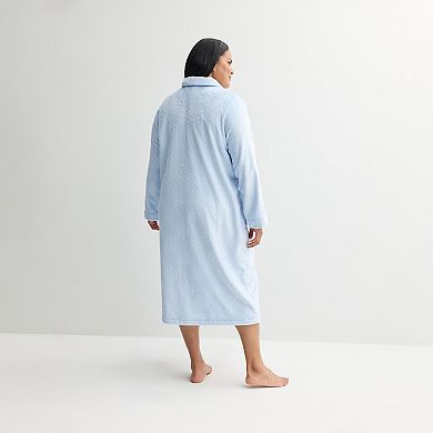 Women's Plus Croft & Barrow® Long Plush Zip Front Robe
