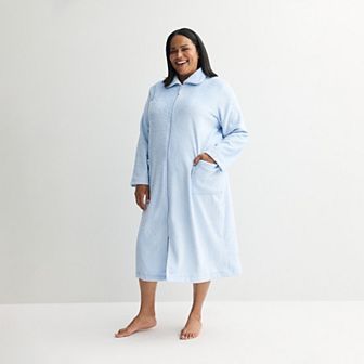 Women's Plus Croft & Barrow® Long Plush Zip Front Robe