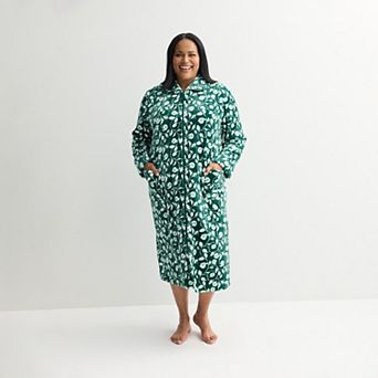 Women's Plus Croft & Barrow® Long Plush Zip Front Robe
