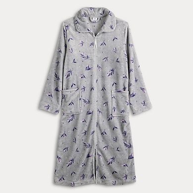 Women's Croft & Barrow® Long Plush Zip Front Robe