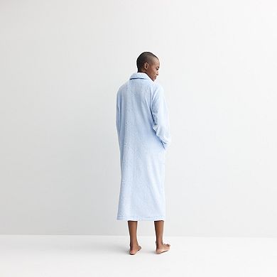 Women's Croft & Barrow® Long Plush Zip Front Robe