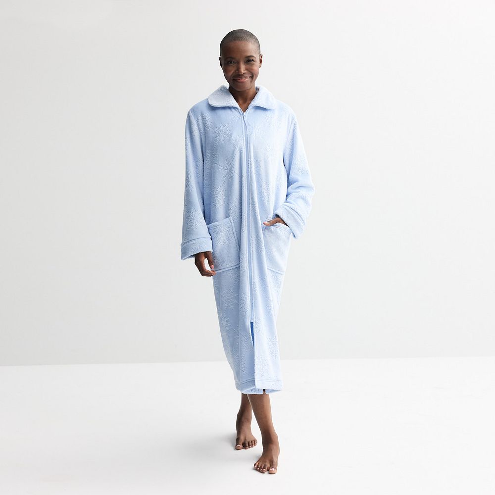 Women's Croft & Barrow® Long Plush Zip Front Robe
