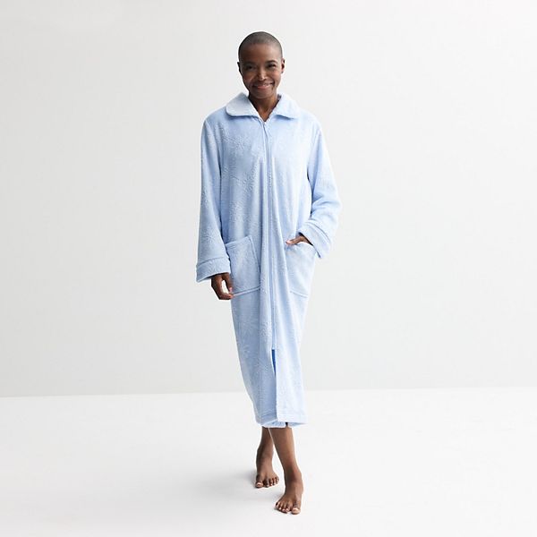 Women's Croft & Barrow® Long Plush Zip Front Robe