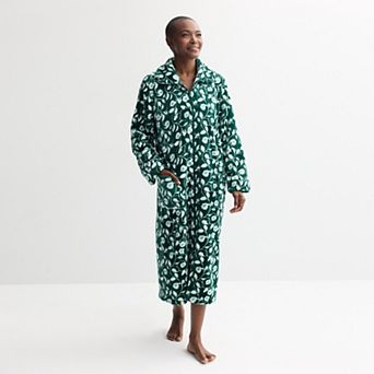 Women's Croft & Barrow® Long Plush Zip Front Robe