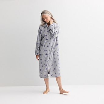 Women's Croft & Barrow® Long Plush Zip Front Robe