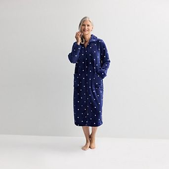 Women's Croft & Barrow® Long Plush Zip Front Robe