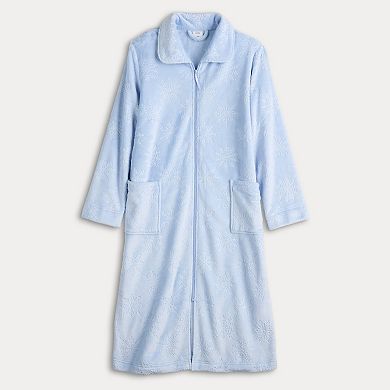 Petite Croft & Barrow® Long Plush Zip Front Robe