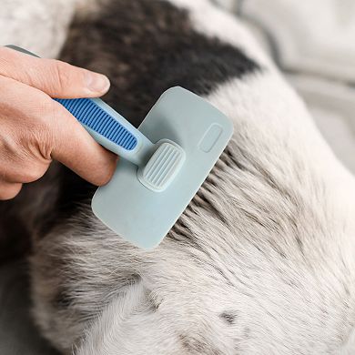 Precious Tails Ocean Plastic by PT Gray Self-Cleaning Pet Slicker Brush