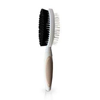 Precious Tails Ocean Plastic by PT Gray Double-Sided Round Pet Grooming Brush