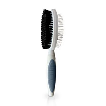 Precious Tails Ocean Plastic by PT Gray Double-Sided Round Pet Grooming Brush