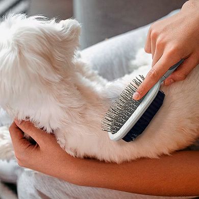 Precious Tails Ocean Plastic by PT Gray Double-Sided Oval Grooming Brush