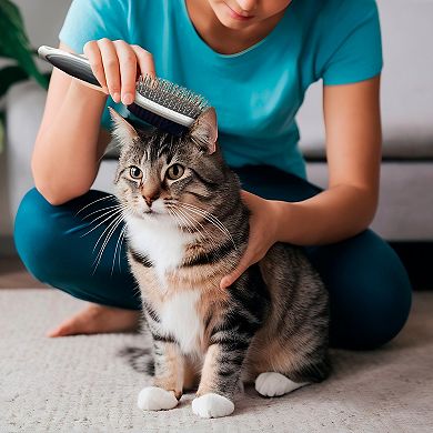 Precious Tails Ocean Plastic by PT Gray Double-Sided Oval Grooming Brush