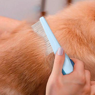 Precious Tails Ocean Plastic by PT Gray Single-Sided Pet Pin Comb Brush
