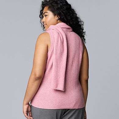 Plus Size Simply Vera Vera Wang Scarf Sweater Tank Top