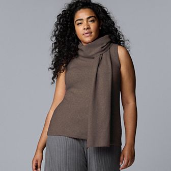 Plus Size Simply Vera Vera Wang Scarf Sweater Tank Top