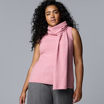 Plus Size Simply Vera Vera Wang Scarf Sweater Tank Top
